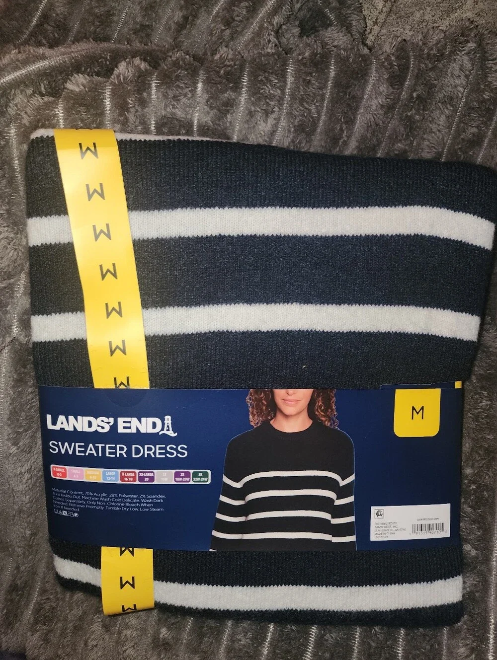 Lands' End Navy and White Sweater Dress